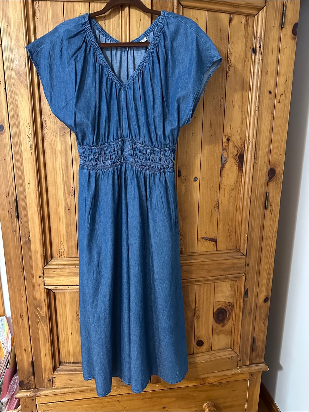 Old Navy, Denim V-Neck Midi Dress, medium